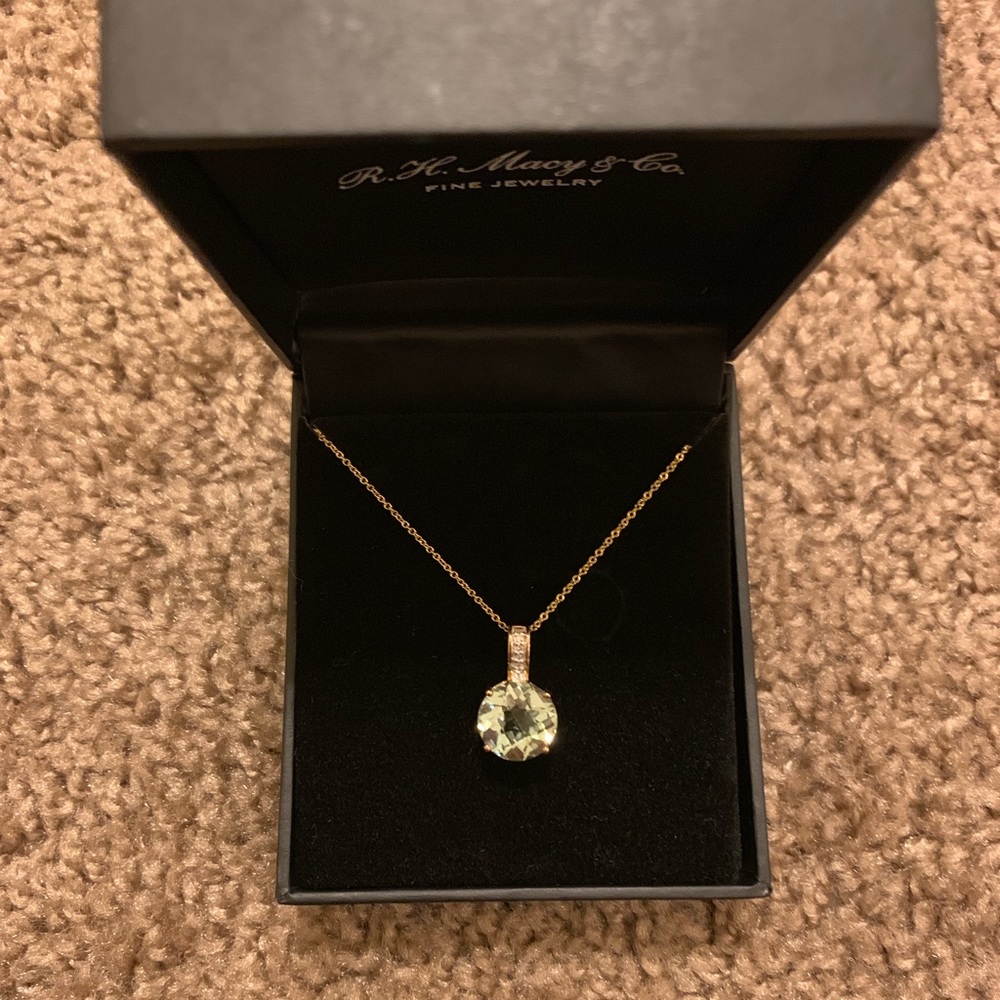 EFFY Green Quartz and Diamond Necklace